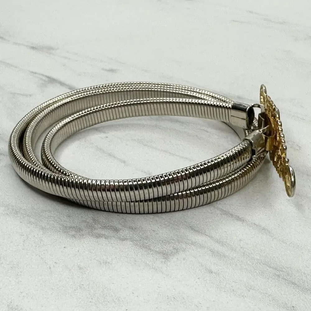 Vintage Gold Tone Coil Stretch Cinch Belt Small (S) ✨